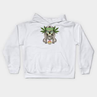 Hippie Rasta Skull Man Kids Hoodie